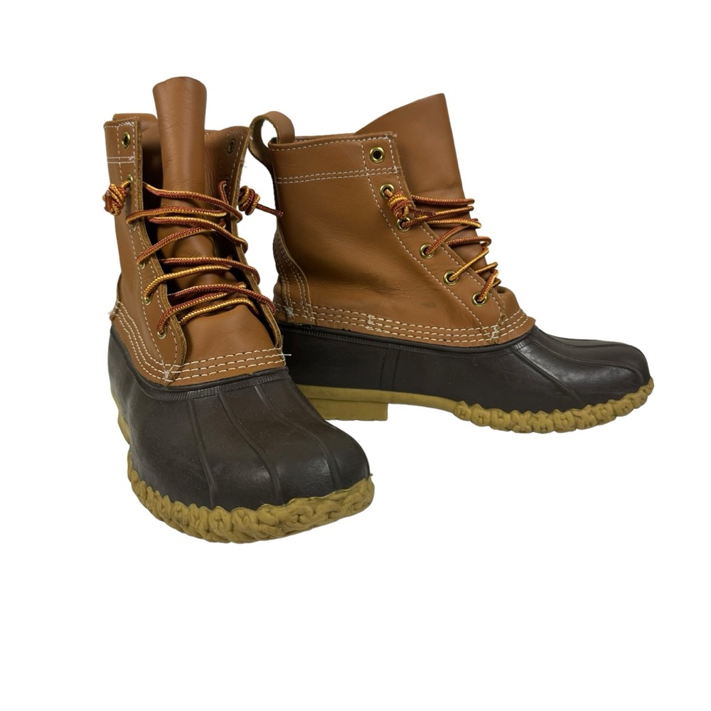 LL Bean Duck Boots Leather Lace Up Brown Duck Size 8
